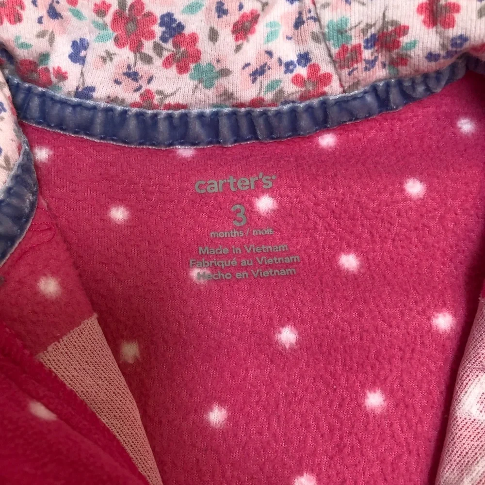 CARTERS HOODED FLEECE JUMPSUIT PINK 3MO